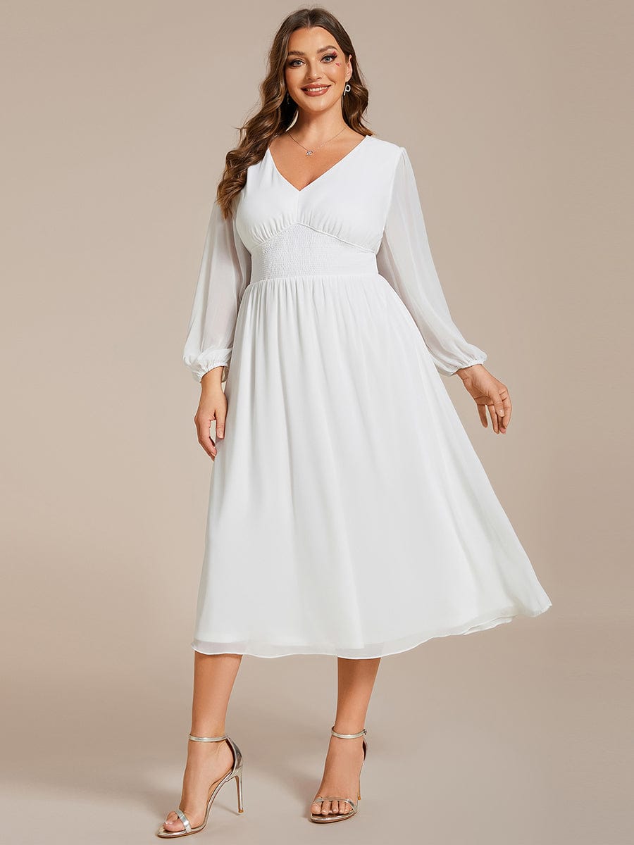 Plus size white bell shops sleeve dress