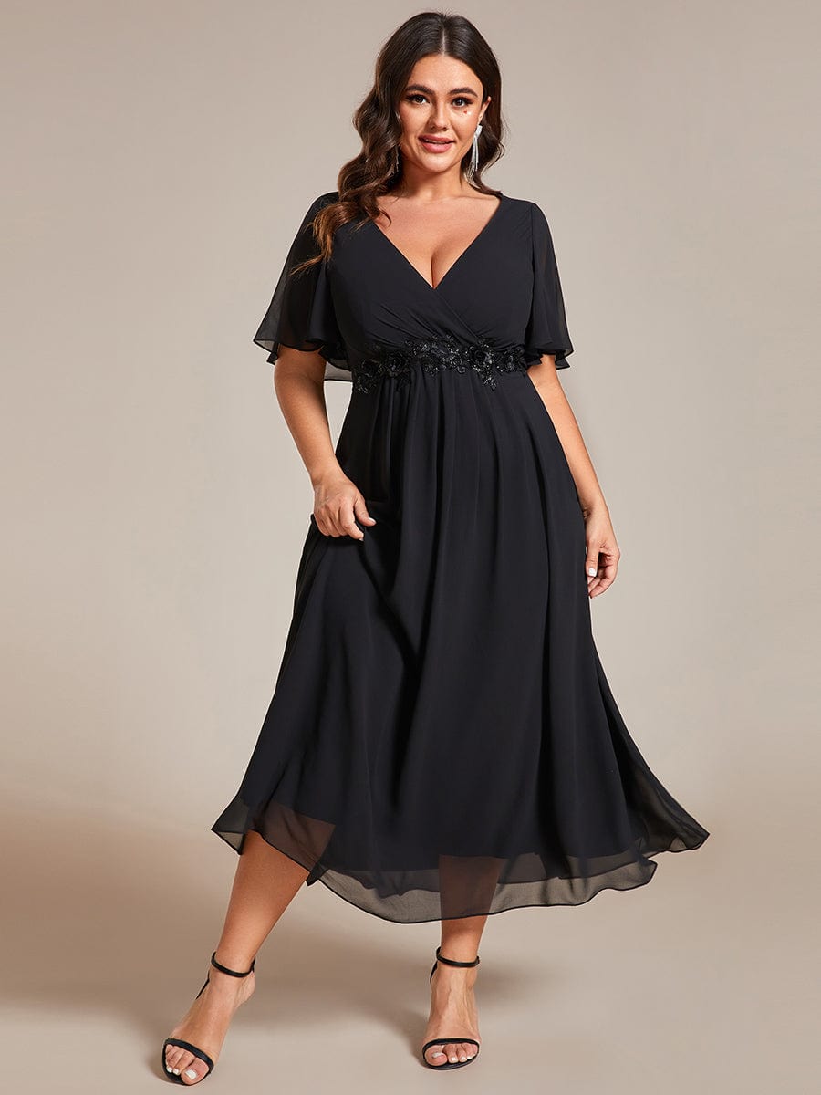 Plus size guest wedding dresses with shops sleeves