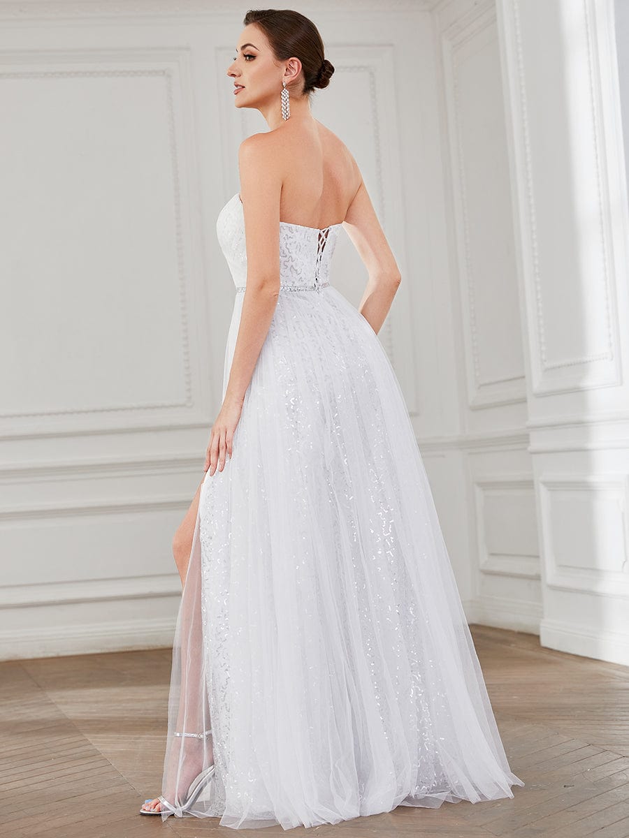Spaghetti Strap Lace Backless Long Fishtail Wedding Dress