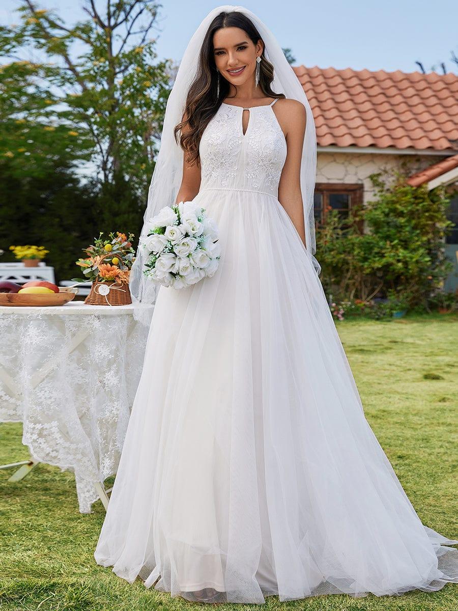 A line halter wedding dress best sale