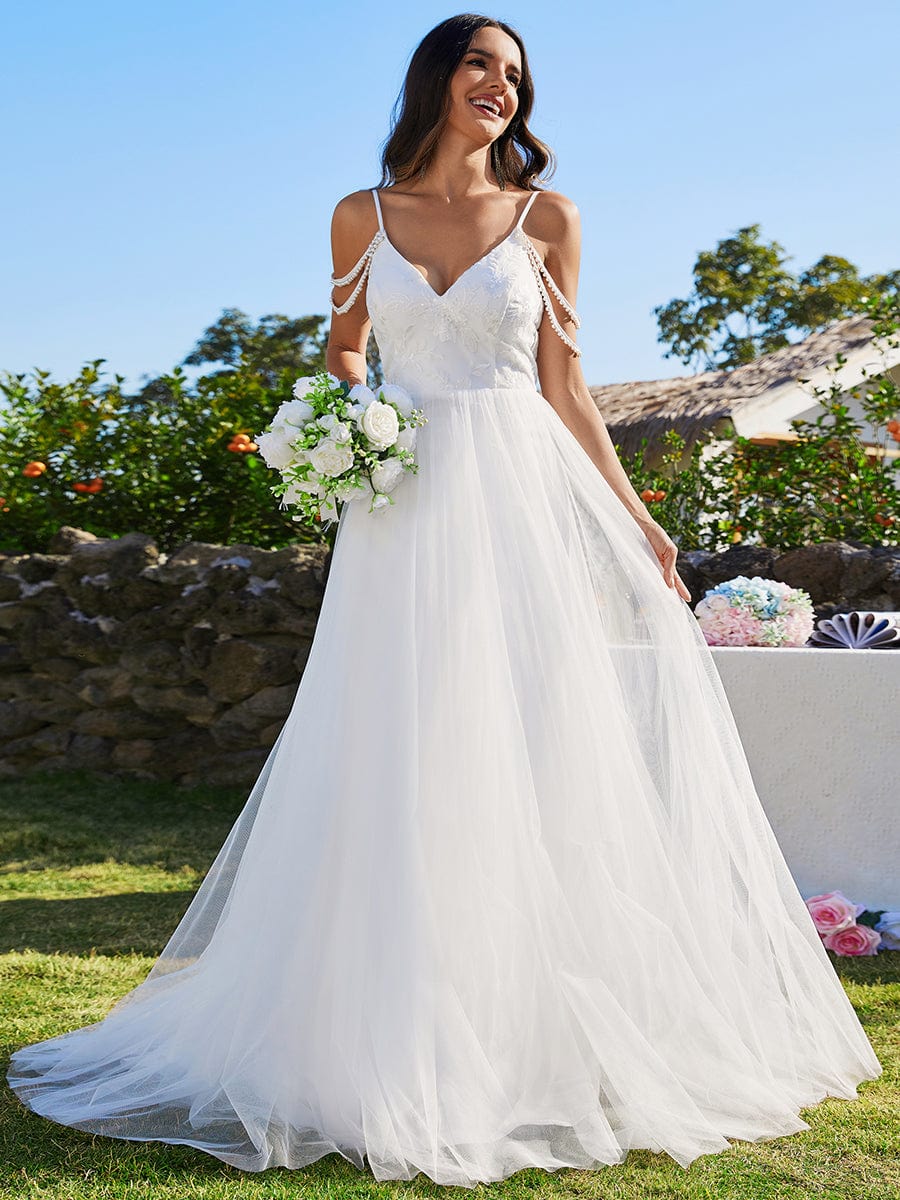 A line spaghetti strap fashion wedding dress