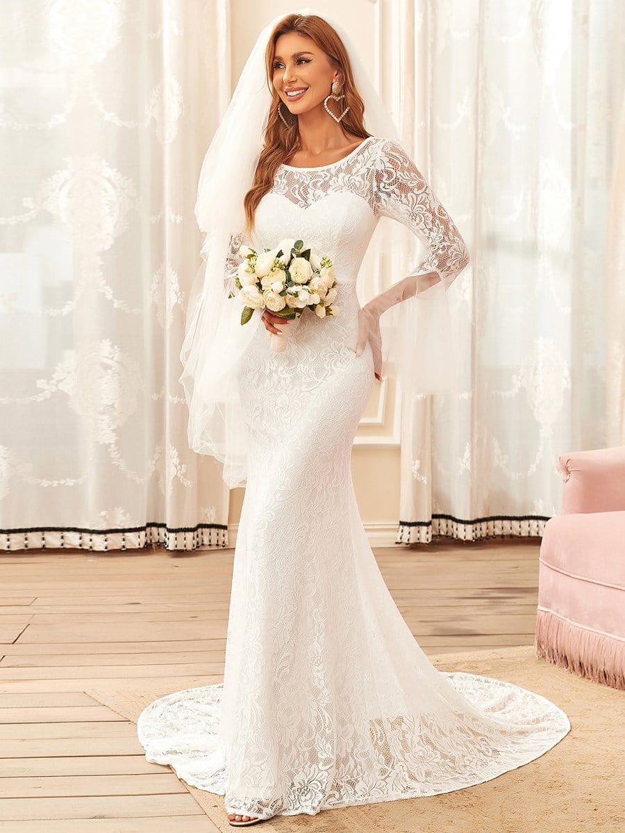 Long sleeve lace sweetheart wedding dress hotsell