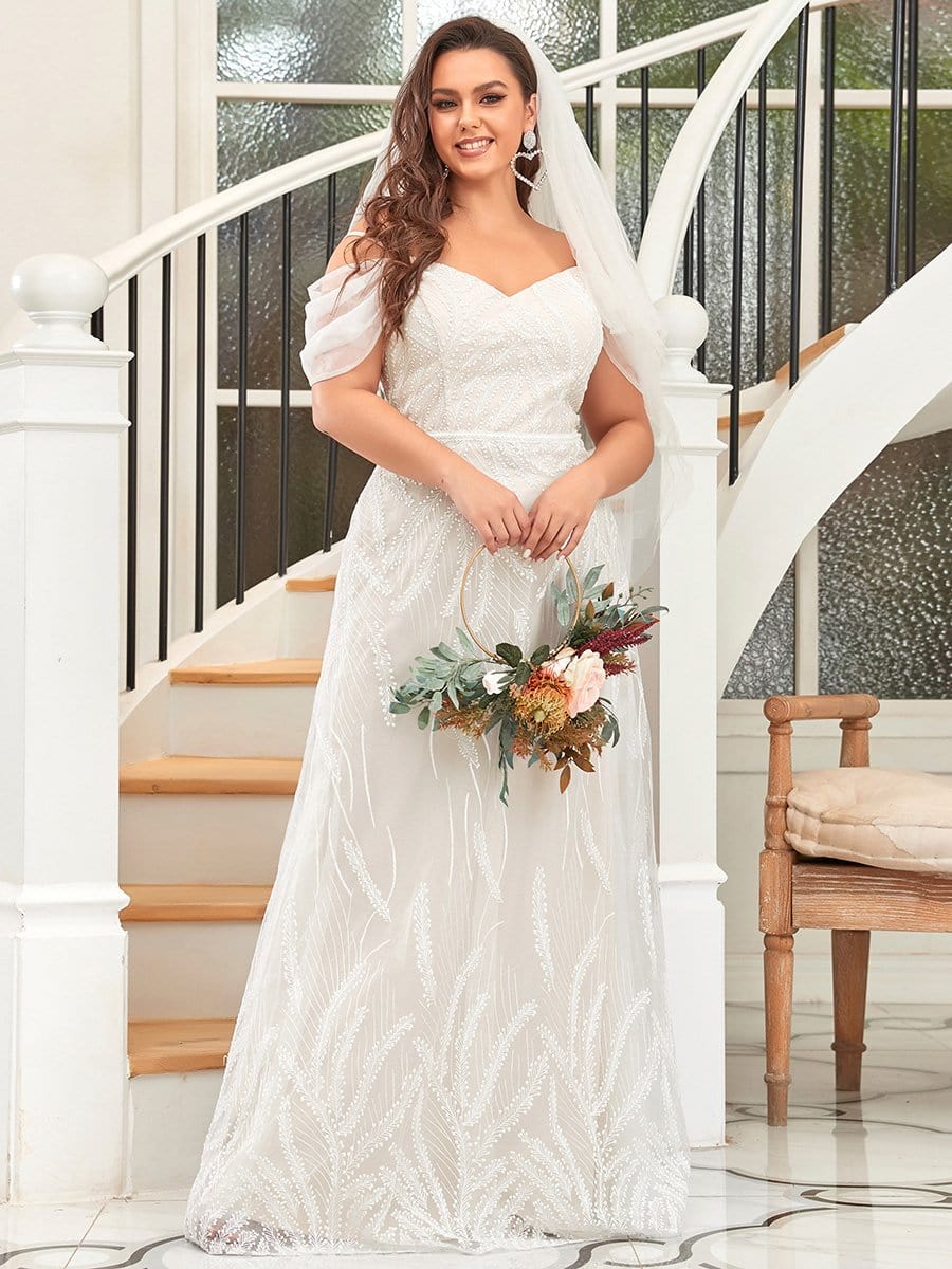 Custom Size Plus Size Embroidered Wedding Dress - Ever-Pretty US