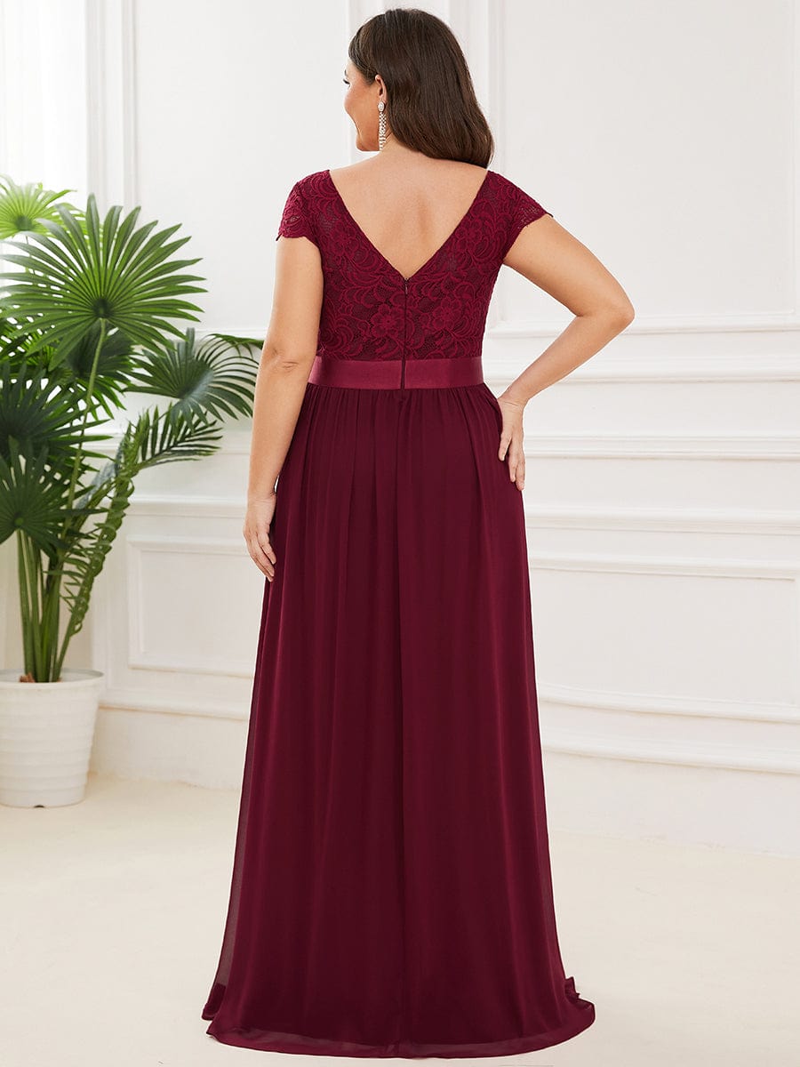Plus Size Chiffon and Lace Empire Waist Gown