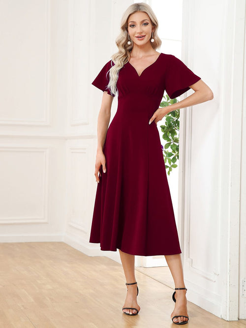 Flutter Sleeve Mother of the Bride Midi Dress - Ever-Pretty US