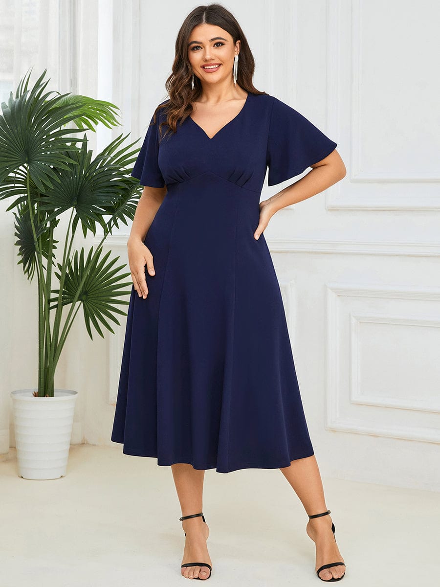 Flutter Sleeve Mother of the Bride Midi Dress - Ever-Pretty US