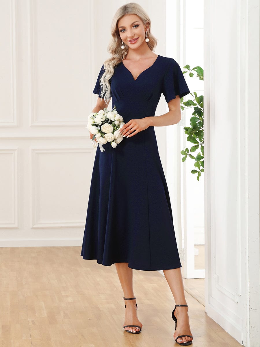 Flutter Sleeve Mother of the Bride Midi Dress - Ever-Pretty US