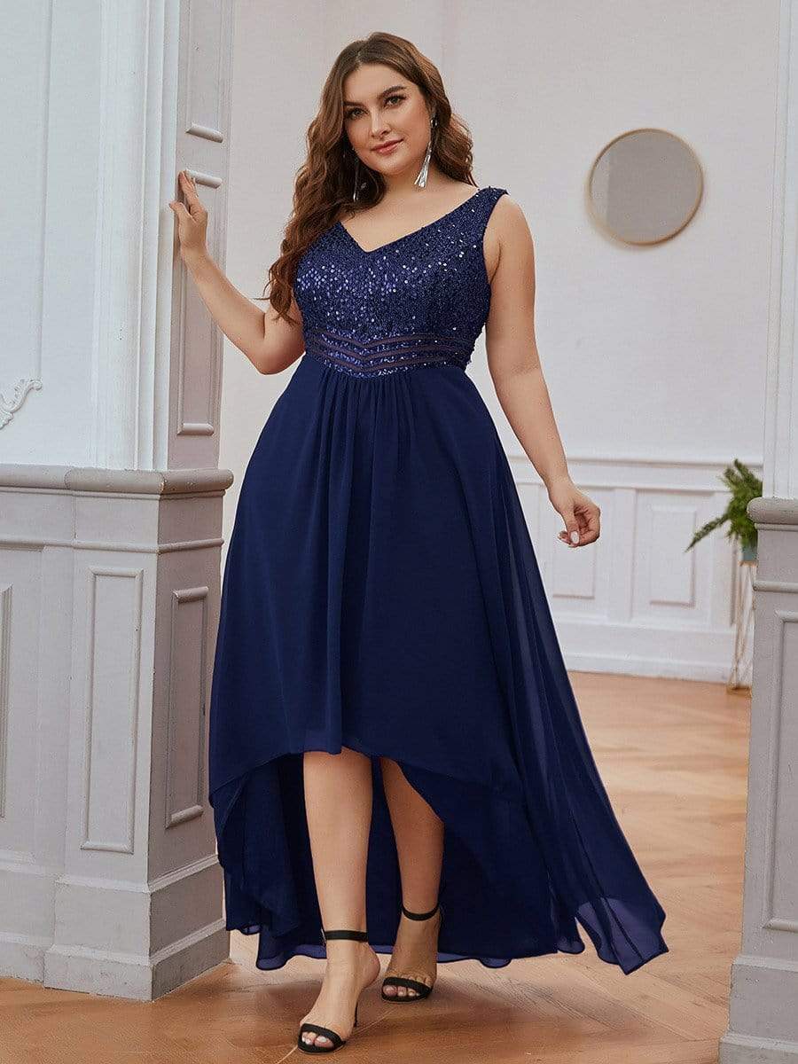 Blue evening dresses plus fashion size