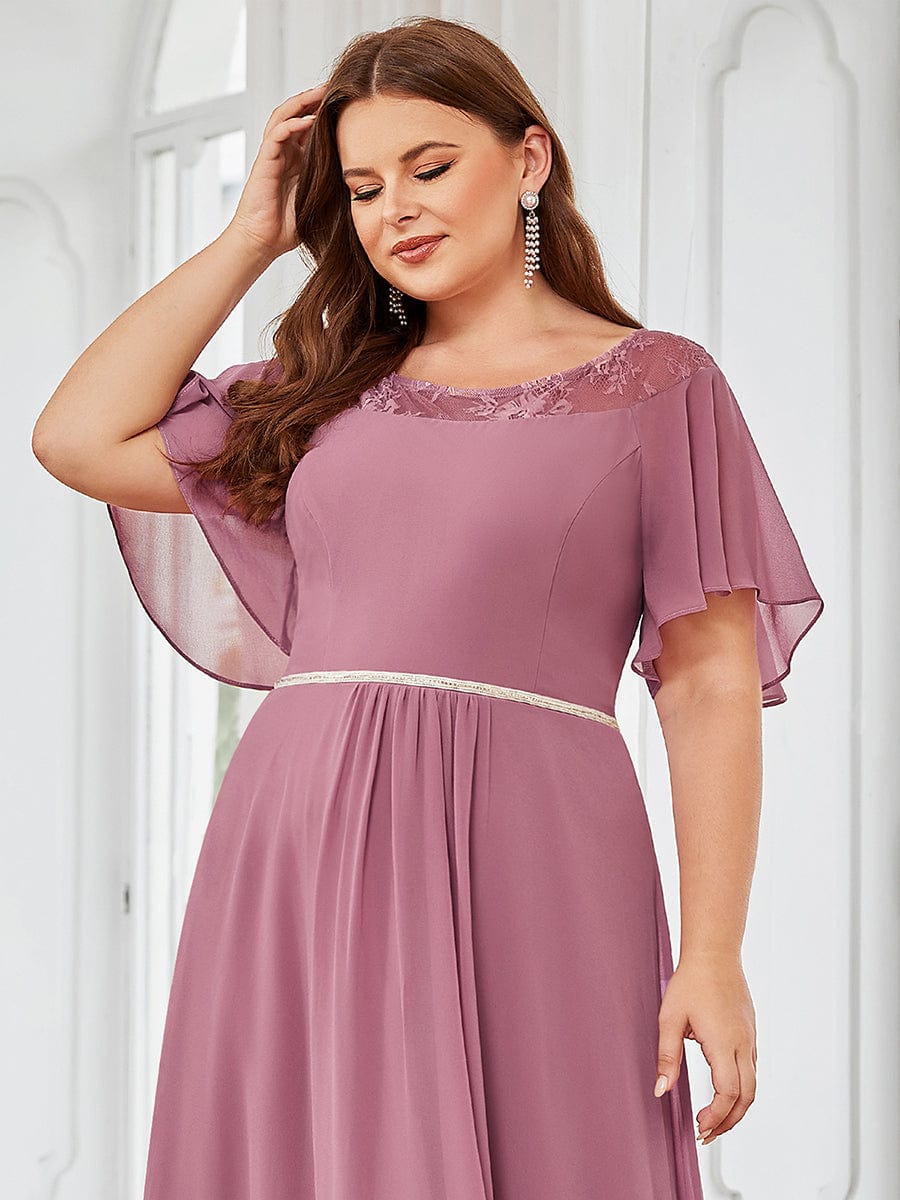 Women'S Casual Boat Neck A-Line Midi Dress With Irregular Hem #color_Purple Orchid