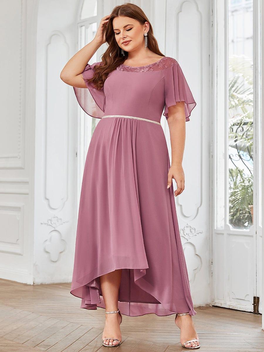 Plus Size Boat Neck Evening Dress with Sleeves Ever Pretty US