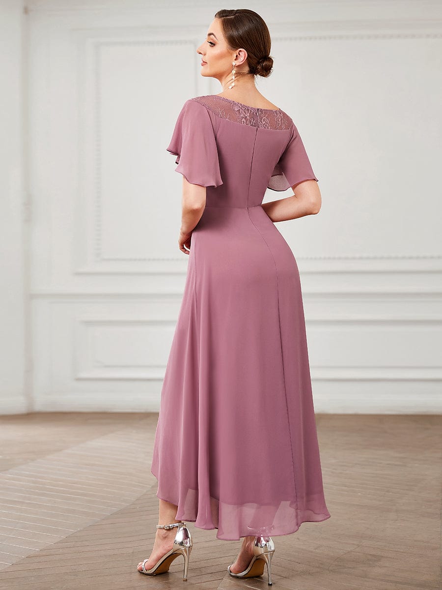 Women's Casual Boat Neck A-Line Midi Dress with Asymmetrical Hems #color_Purple Orchid