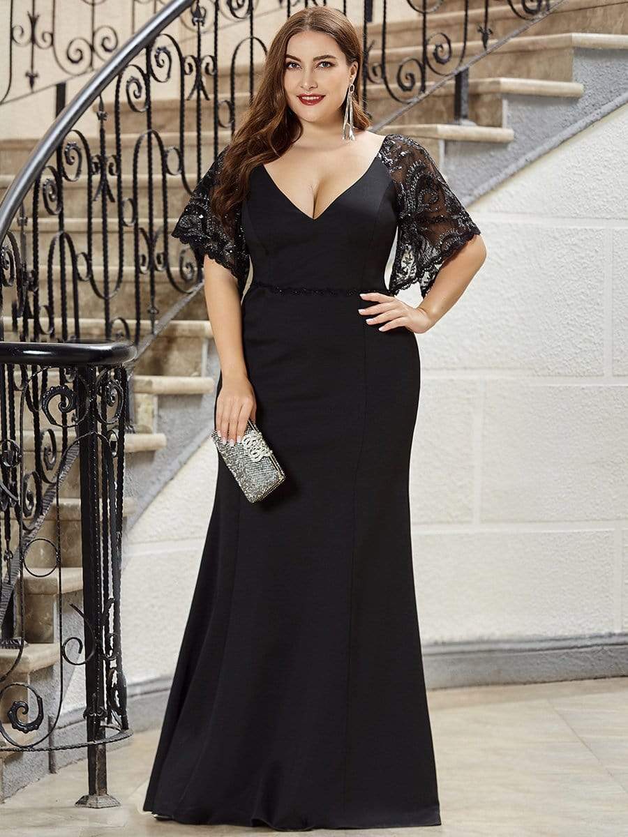 Fancy Dress Plus Size Dress for Women Party Silver Evening Gown Tummy  Control Dress for Women Long Formal Gown Black Sequined Dresses Winter Sale