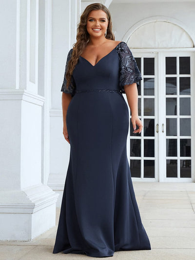 Custom Size V Neck Elegant Floor Length Formal Dresses - Ever-Pretty US