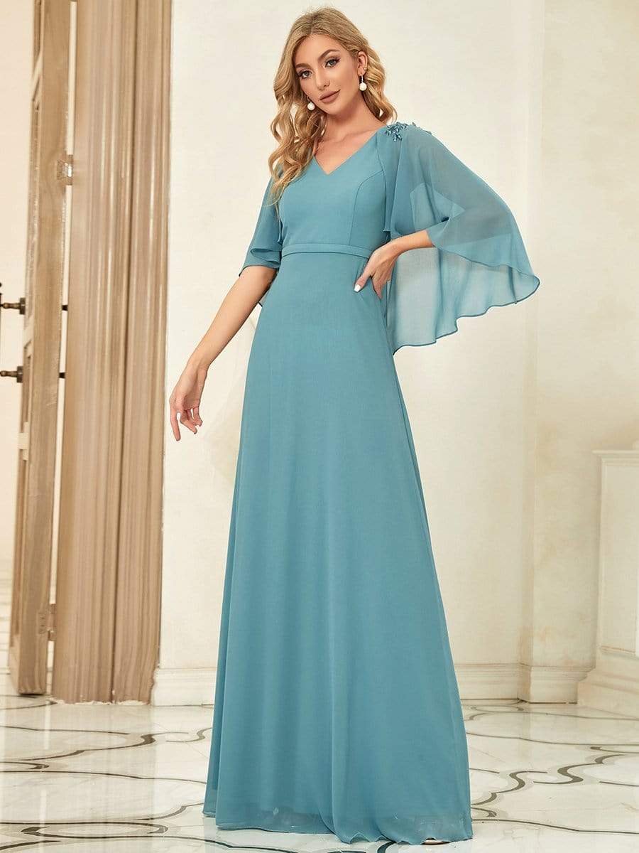 Flowy sleeve bridesmaid dress best sale