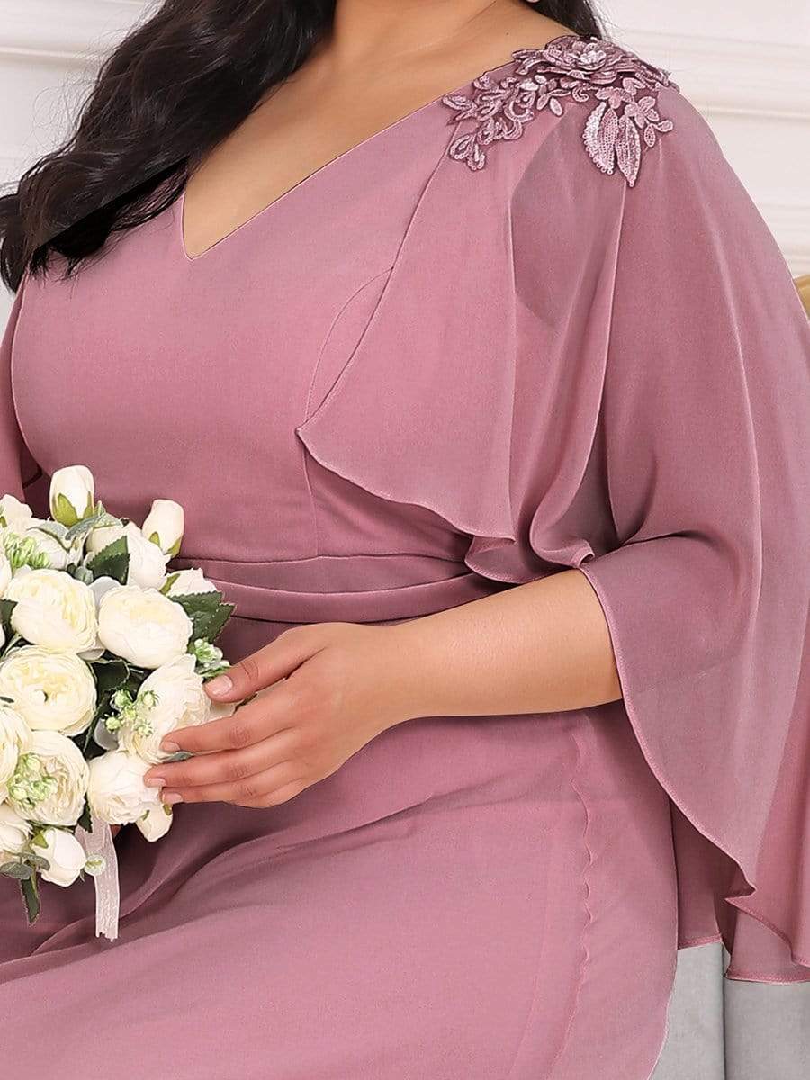 Elegant V Neck Flowy Chiffon Bridesmaid Dresses with Wraps #color_Purple Orchid 