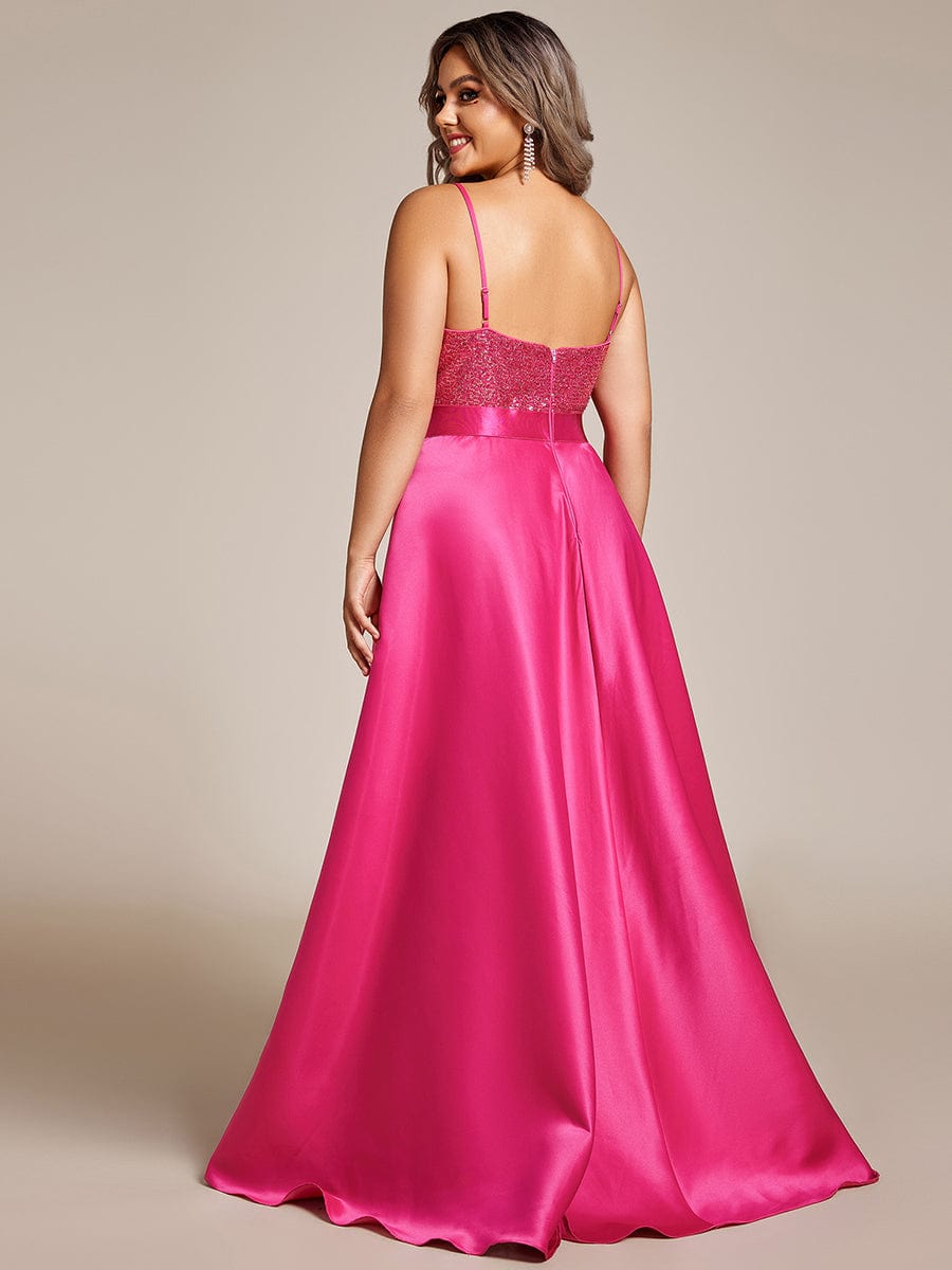 Asymmetrical Plus Size Formal Dresses for Prom #color_Hot Pink