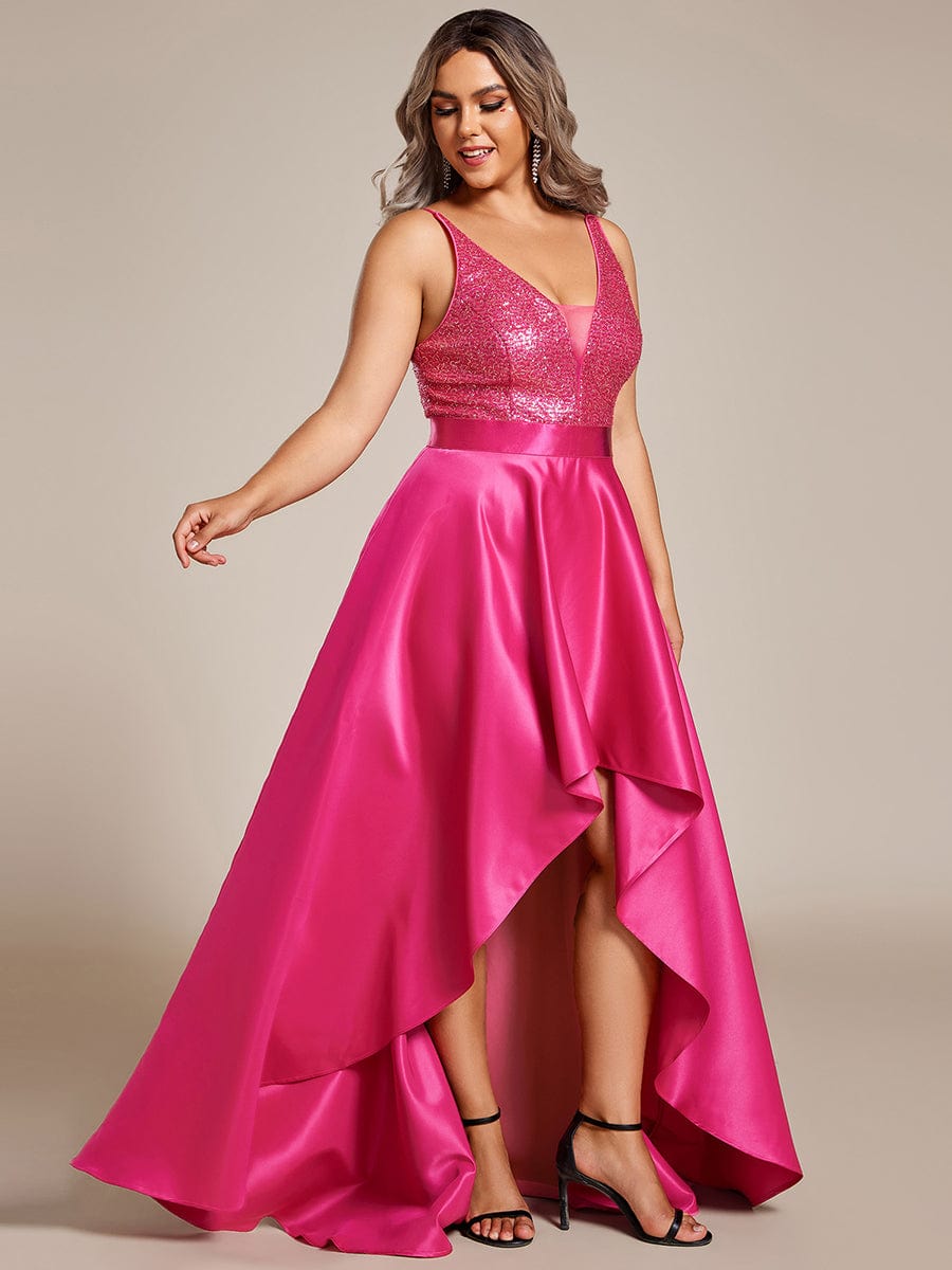 Asymmetrical Plus Size Formal Dresses for Prom #color_Hot Pink