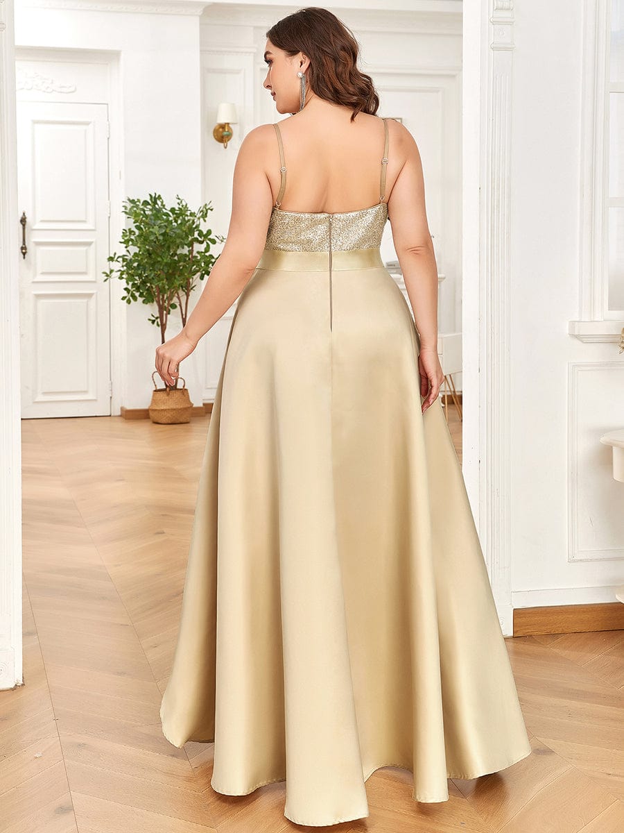 Asymmetrical Plus Size Formal Dresses for Prom #color_Rose Gold 