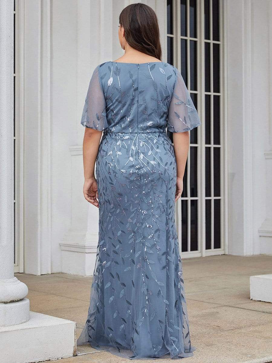 Plus Size Long Mermaid Formal Dresses for Weddings #color_Dusty Blue