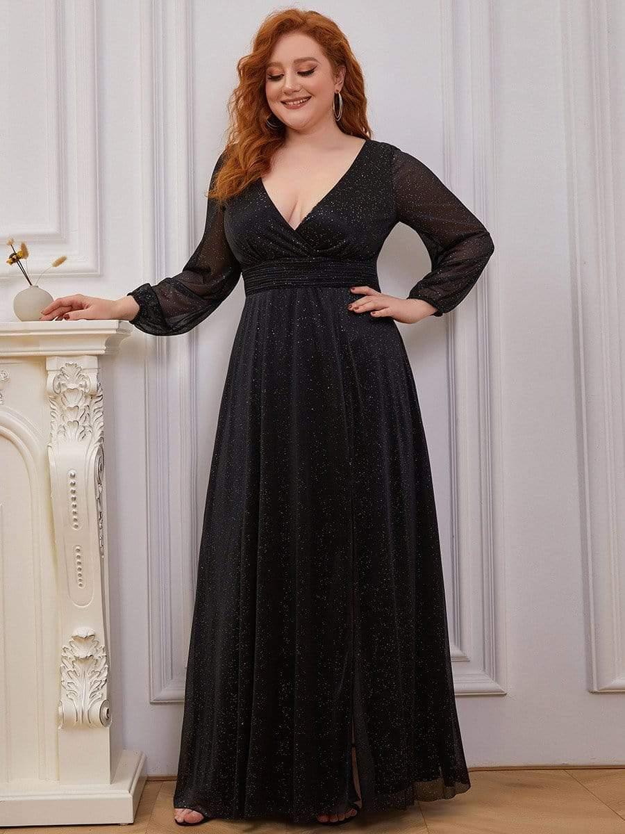 Long dresses plus size with sleeves best sale