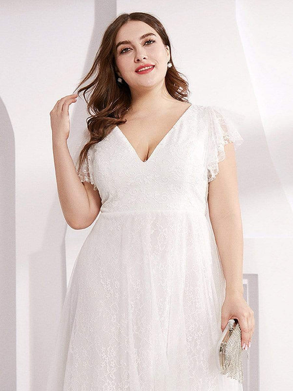 Plus Size Cap Sleeve Floral Lace Long Formal Dresses - Ever-Pretty US