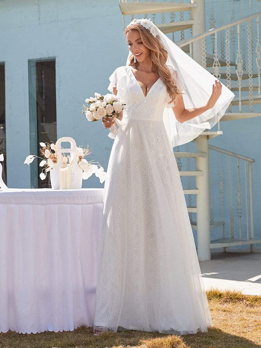 Let's Elope Layered Tulle Maxi Dress (White)