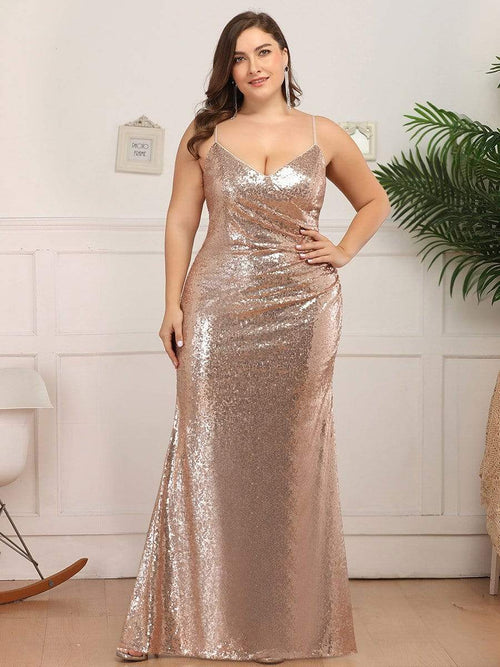 Plus Size Sparkly Sequin Long Mermaid Formal Party Dresses - Ever-Pretty US