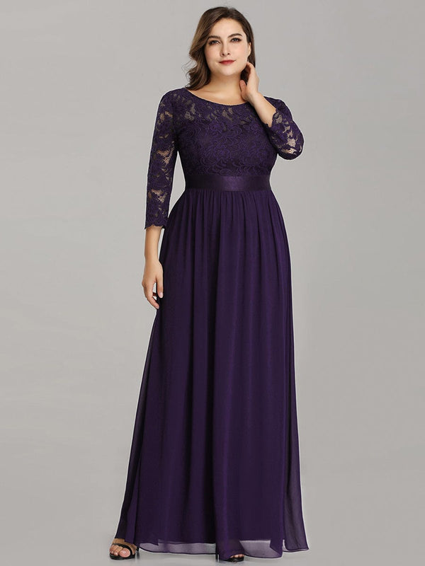 Custom Size Long Lace Sleeves Maxi Evening Dress - Ever-Pretty US