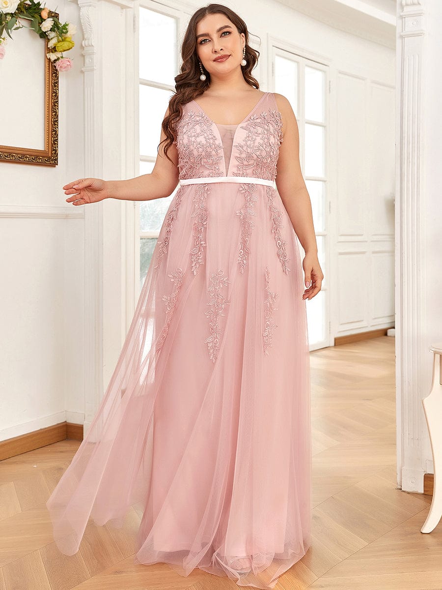 Maxi Long Elegant Ethereal Tulle Evening Dress #color_Pink 