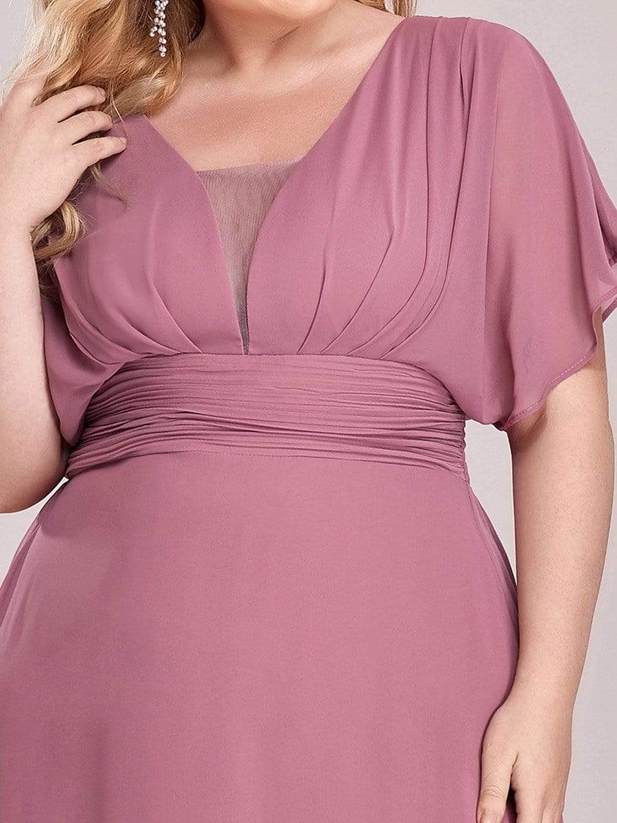 Plus Size Empire Waist Chiffon Formal Maxi Evening Dress #color_Purple Orchid 