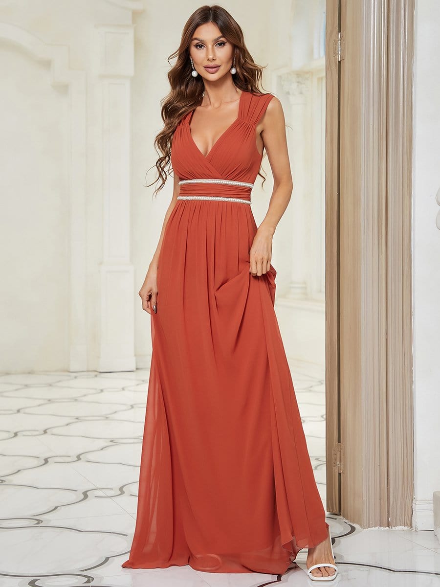 Chiffon V Neck Beaded Waist A Line Evening Dress Ever Pretty Us 6639