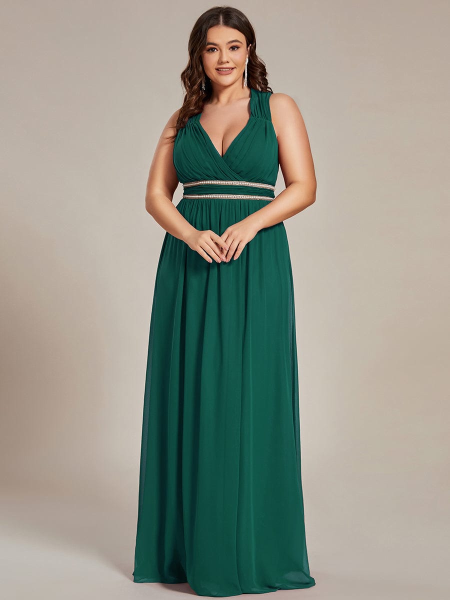 Plus Size Back Hollow-Out Beaded Belt Chiffon Formal Summer Dresses -  Ever-Pretty US