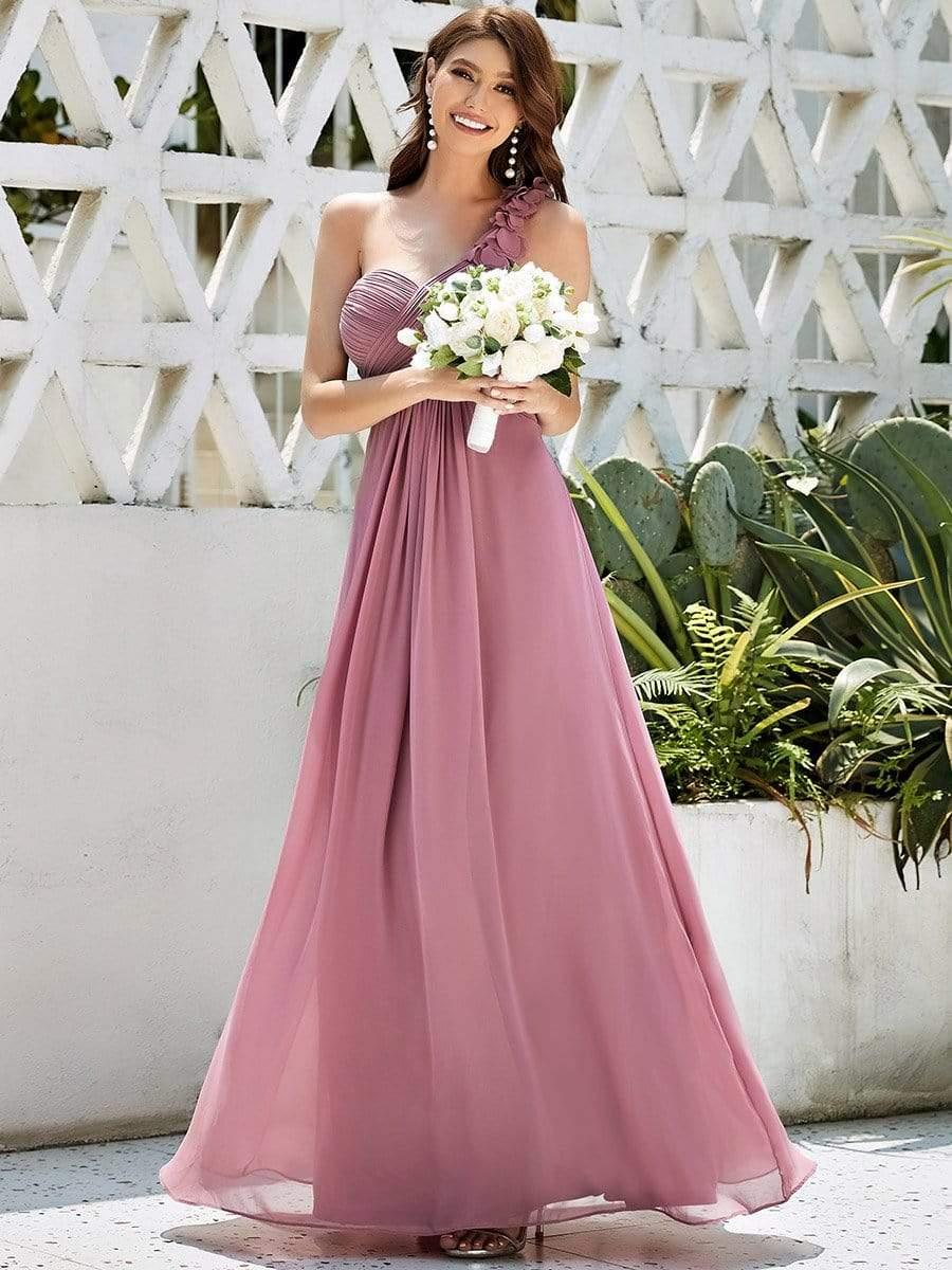 Ever Pretty One Shoulder Pleated Top Long Bridesmaid Dress