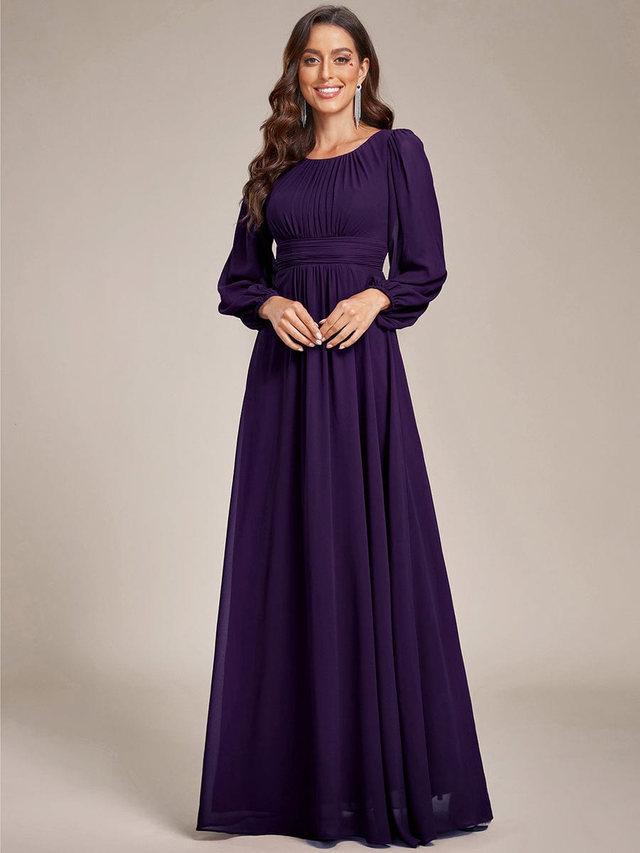 Chiffon High Empire Waist Puff Sleeve Mother Dress