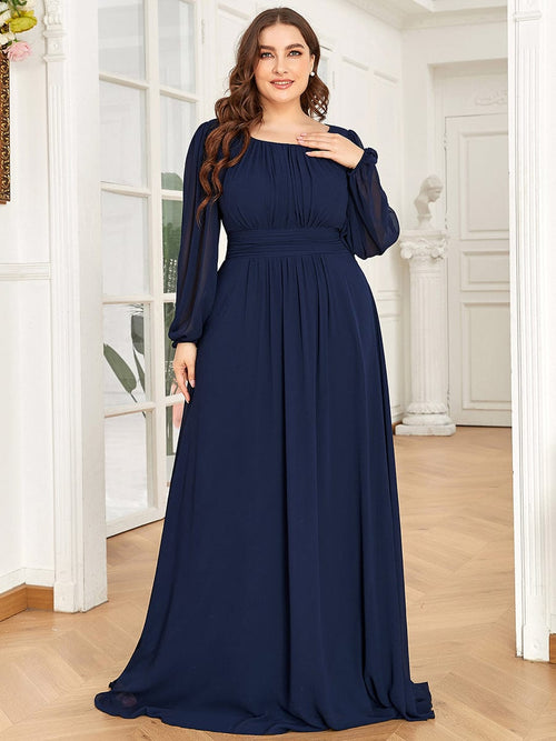 Shop Plus Size Chiffon Puff Sleeve Empire Waist Mother Dress - Ever ...