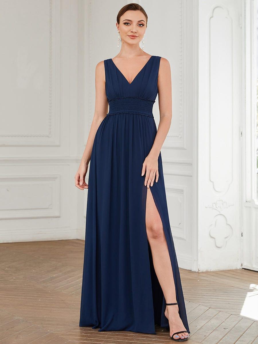 Navy v neck bridesmaid dress hotsell