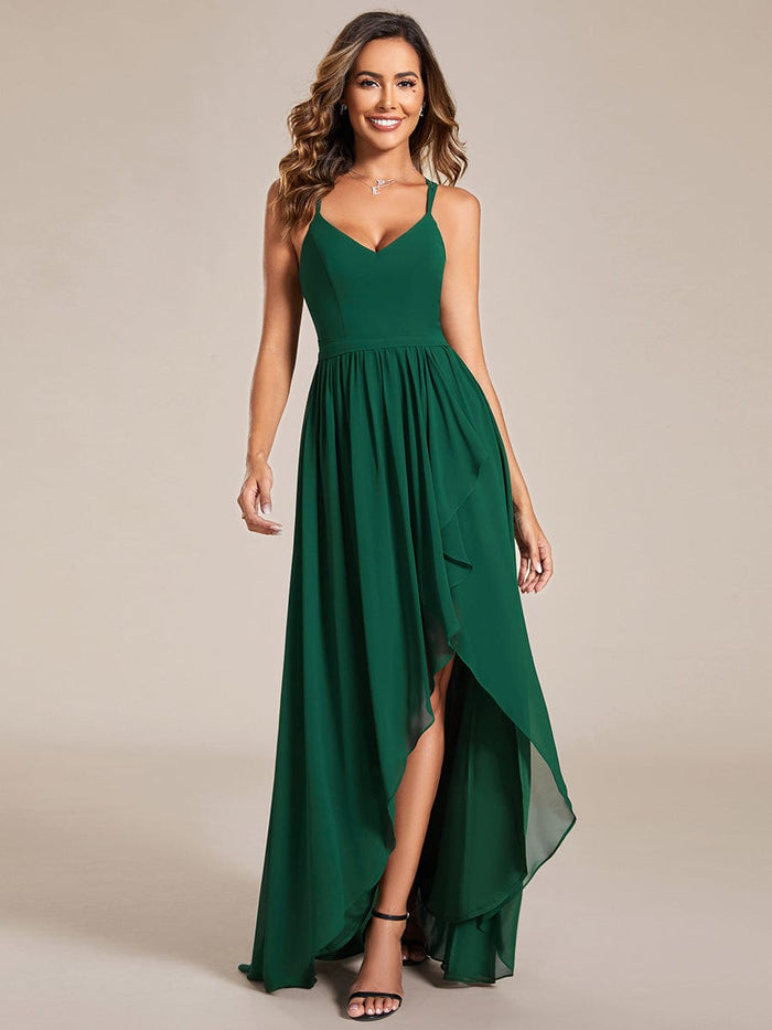 Sweetheart Chiffon Ruffled Front Slit Bridesmaid Dress - Ever-Pretty US