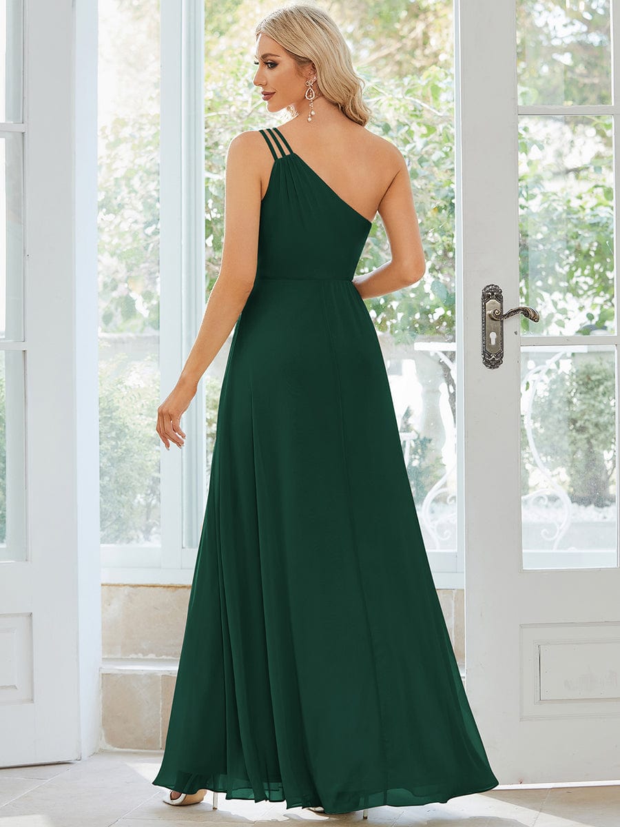 Ever Pretty Chiffon One Shoulder Wedding Guest Dress with Narrow Sparkling Waist Belt