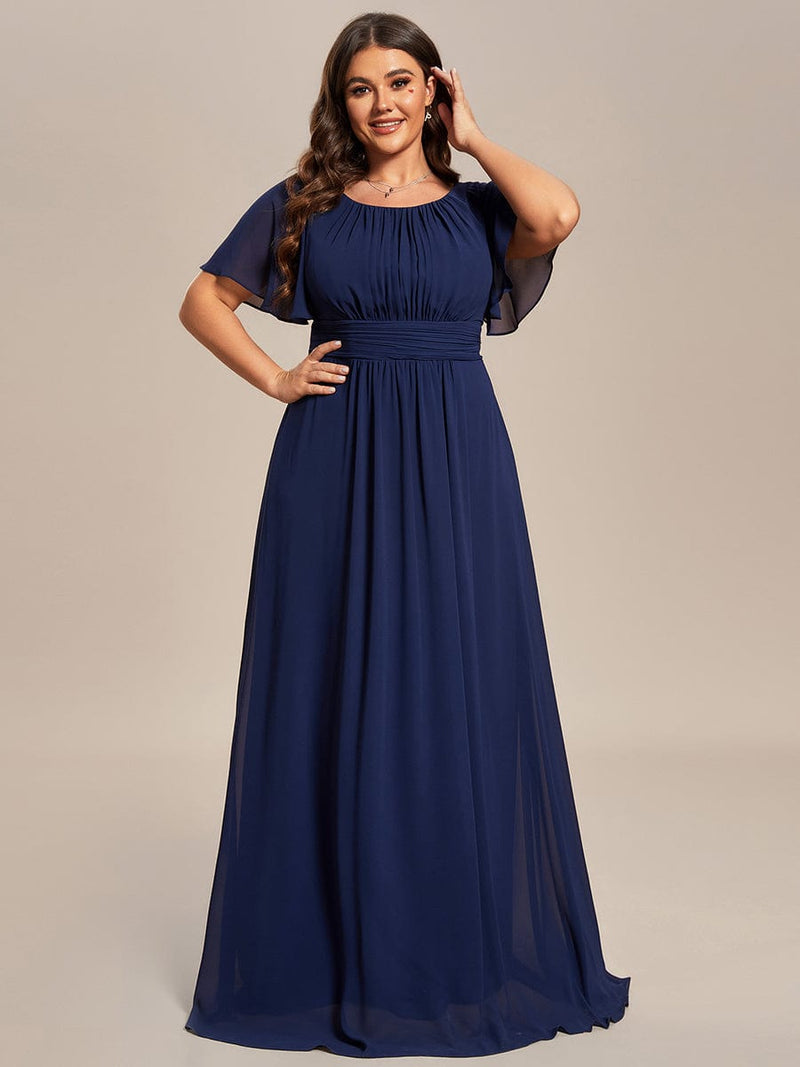 Plus Size Flowing Round Neckline Chiffon Pleated A-Line Bridesmaid ...