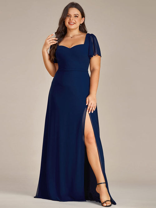 Plus Size Flowy High Slit Sweetheart Chiffon Backless Bridesmaid Dress Ever Pretty Us 4997