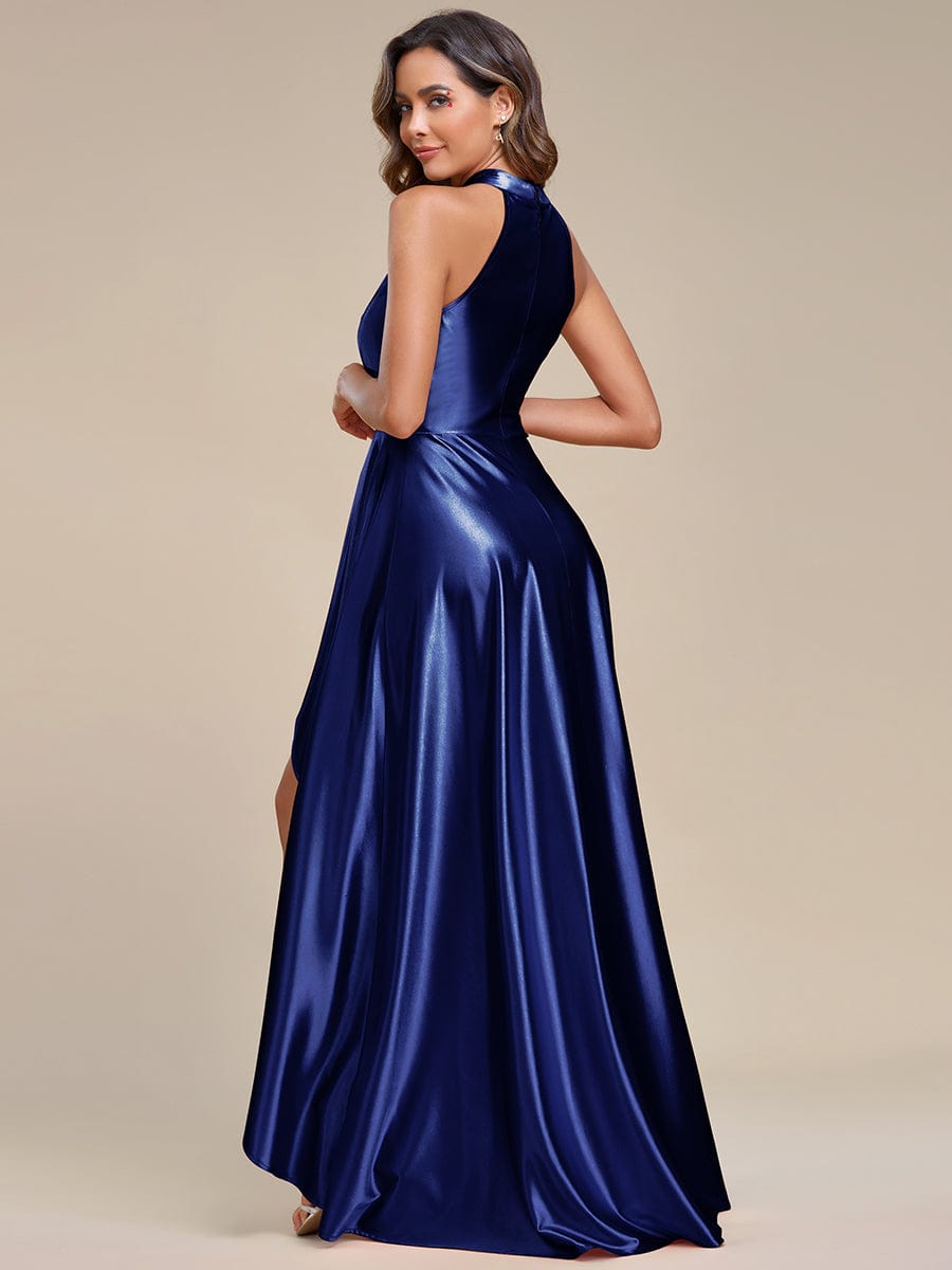 Ever Pretty Elegant Sleeveless Halter High Low A Line Satin Semi Formal Dress Occasion Dress