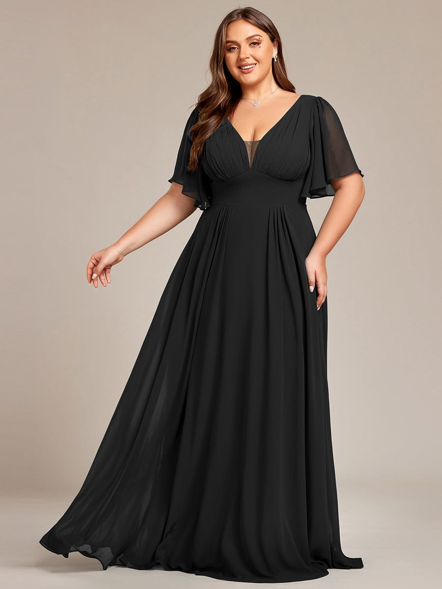 Plus Size Chiffon A-Line Bridesmaid Dress |Double V-Neck & Empire Waist  Design - Ever-Pretty US