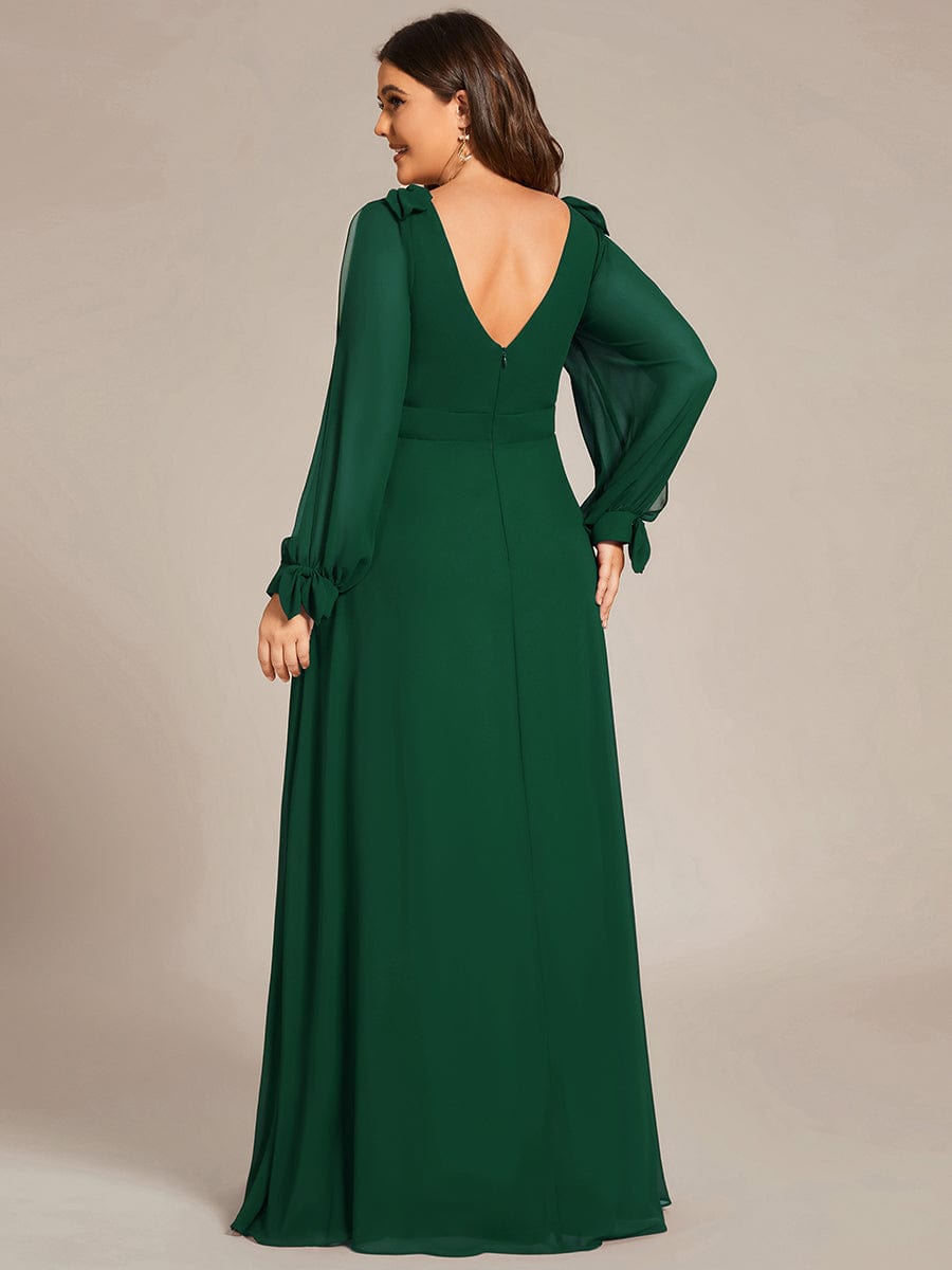 Custom Size Double V-Neck High Slit Long Sleeve Formal Dresses -  Ever-Pretty US