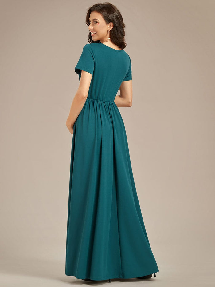 Elegant Pleated V-Neck Maternity Dress for Special Occasions - Ever ...