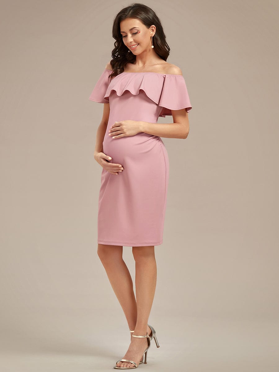 Maternity Ruffle Midi Bodycon Dress