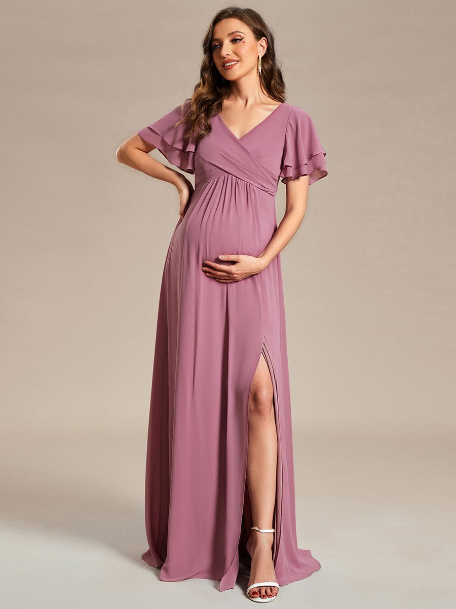 Front Soft Pleat Maternity Gown