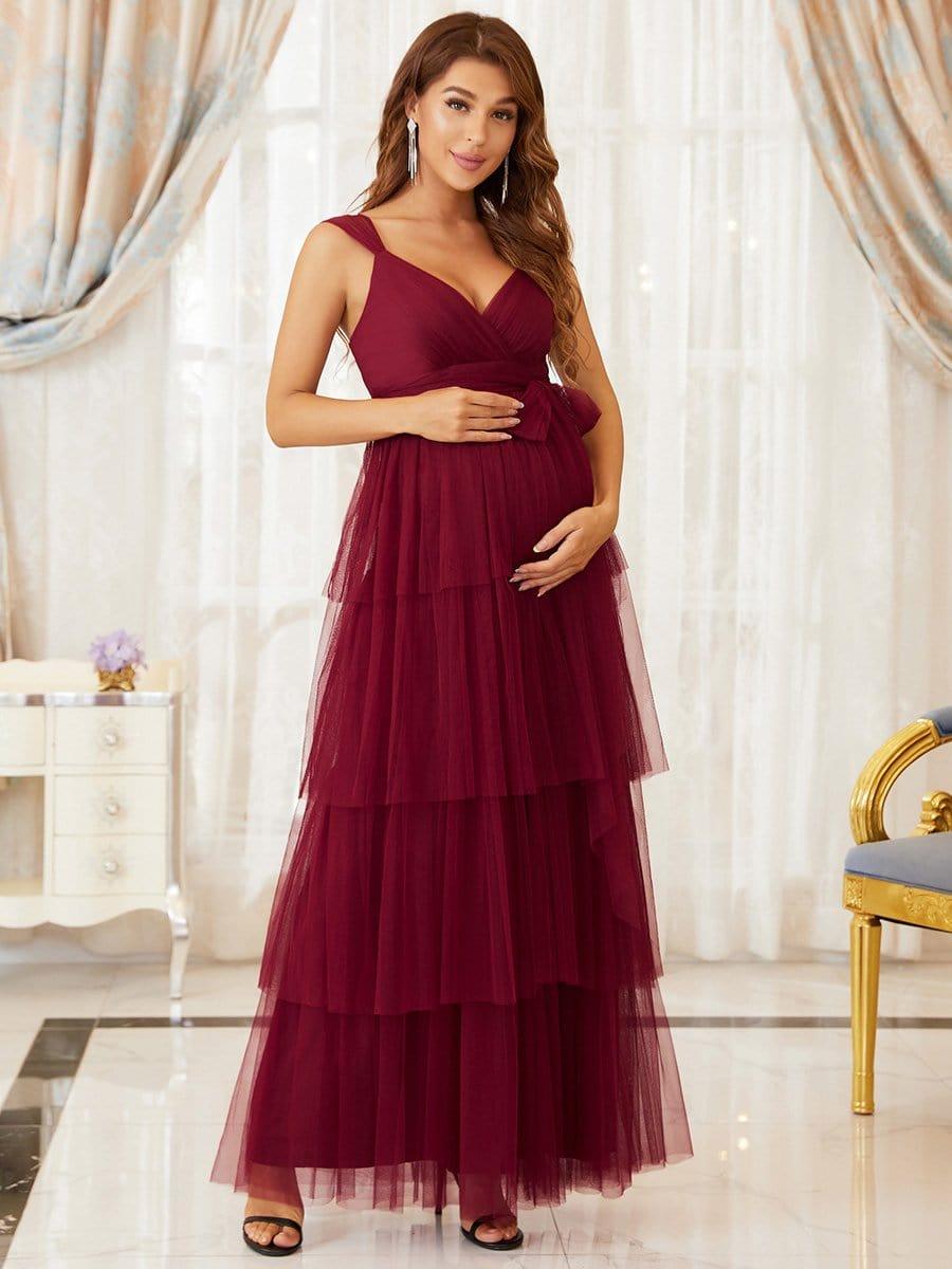 Plus Size Sleeveless Tiered Floor length Maternity Dress Ever Pretty US