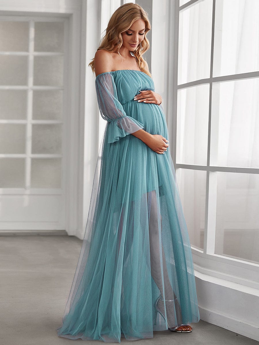 Women's Floral Maternity Dress Elegant Lace Short Sleeve