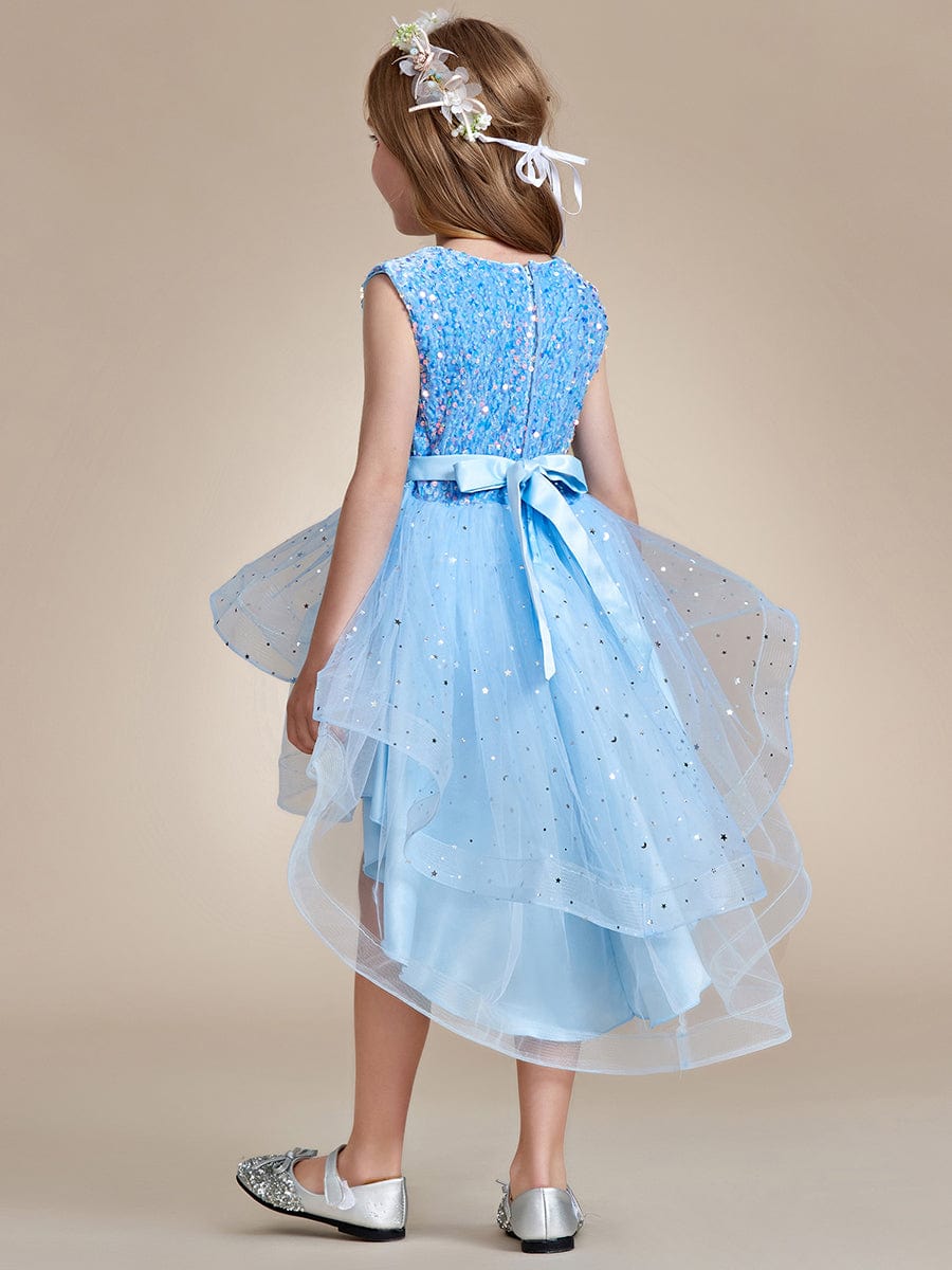 Sparkling Polka Dot High-Low Flower Girl Dresses #Color_Sky Blue