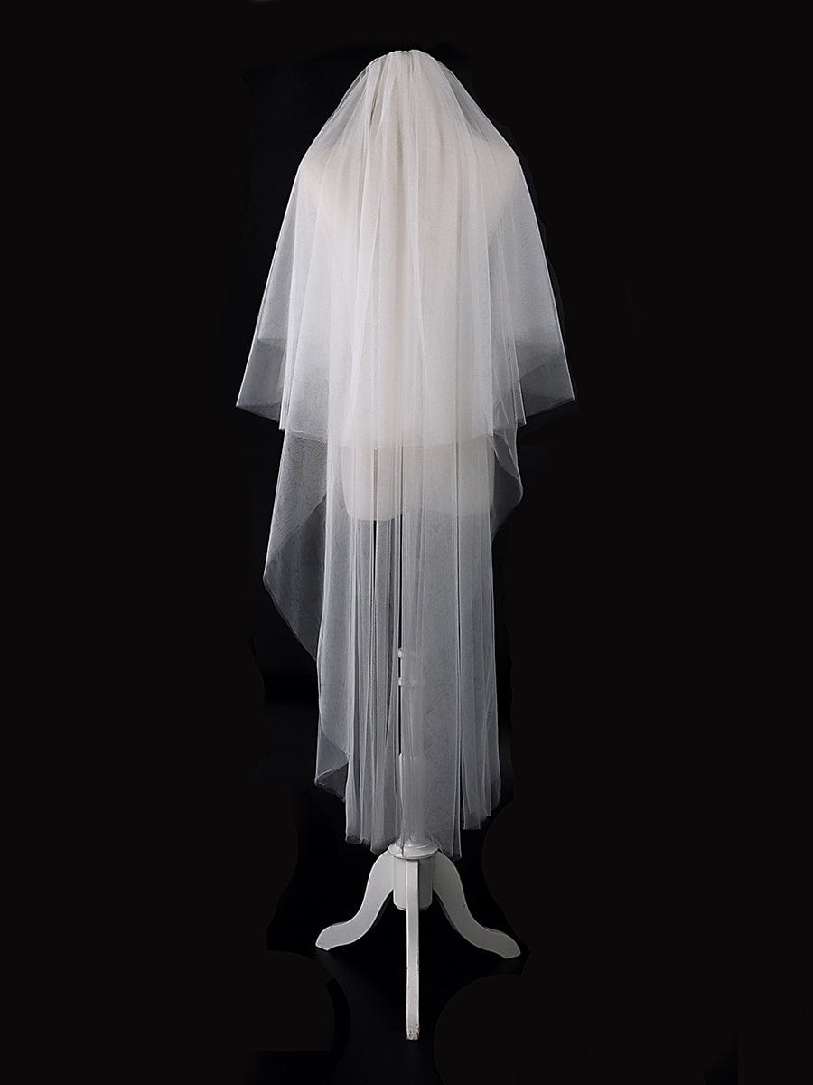 Simple Multi-Tier Tulle Cathedral Bridal Veil #Length_Short